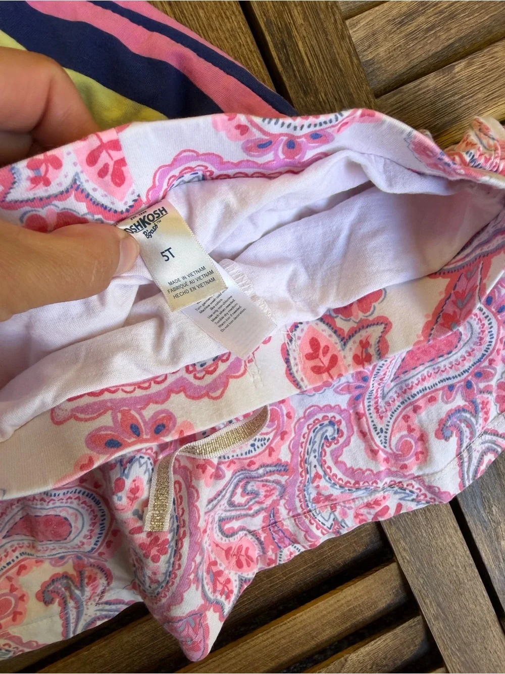 OshKosh B'gosh Girls' Pink, Blue, Yellow Stripe & Paisley Skirt Skort 5T Bundle